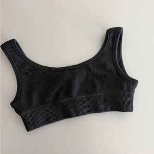 Skims Waffle Black Sports Bra